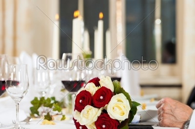 Bouquet at a wedding table