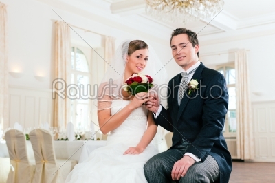 Bridal couple waiting for ceremony