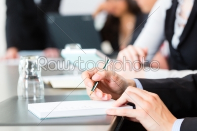 Business - businesspeople, meeting and presentation in office