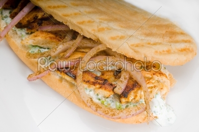 chicken and onion grilled panini sandwich