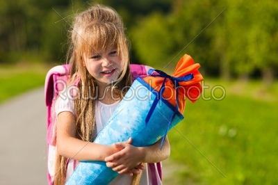 Child having first day at school