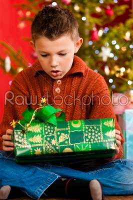 Christmas - little boy with Xmas present