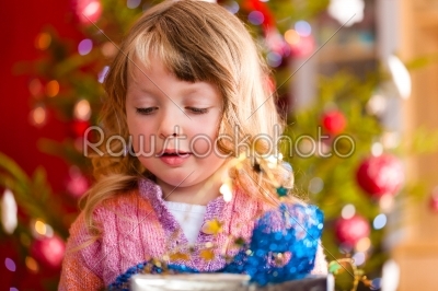Christmas - little girl with Xmas present