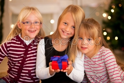 Christmas and Family - Girls with presents 