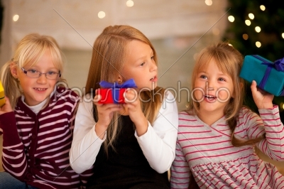 Christmas and Family - Girls with presents 