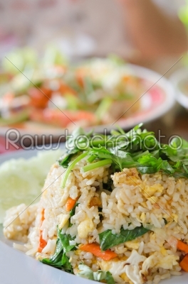 close up fried rice on dish