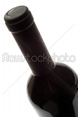 Close up of wine bottle isolated on white background   