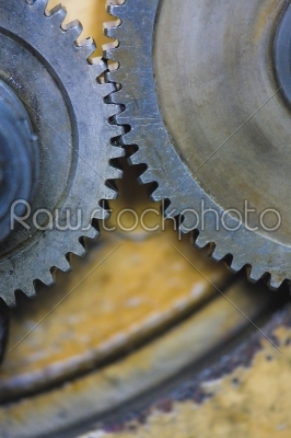 Closeup of two gears