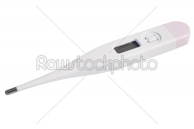 Digital medical thermometer is on white background 