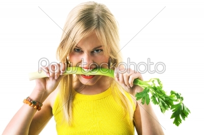Eating celery aggressively