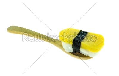 egg sushi with spoon