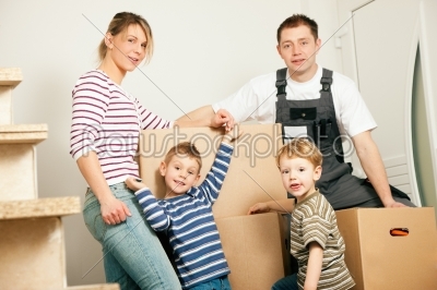 Family moving in their new home