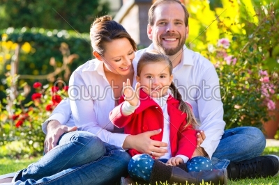 Family on the garden lawn