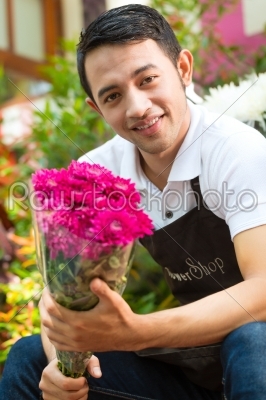 Florist holding a Bouquet