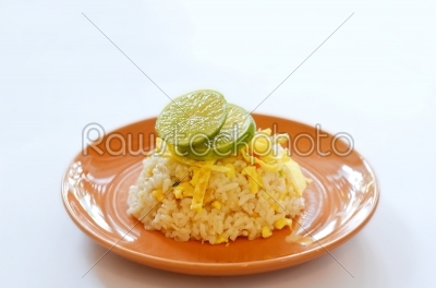 fried rice on orange dish