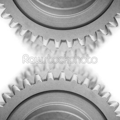 Gears and  blured gears on white background