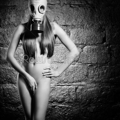 girl in a gas mask