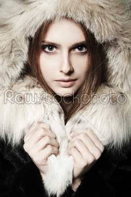 Girl with fur coat