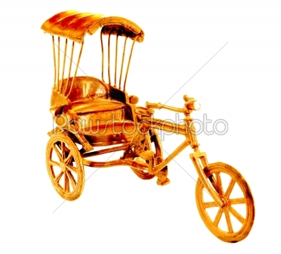 gold tricycle vintage metal toy