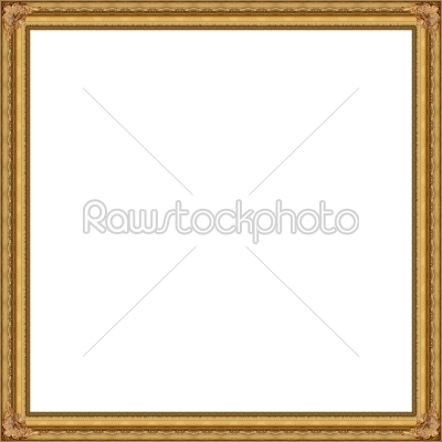 Golden Picture frame isolated white background