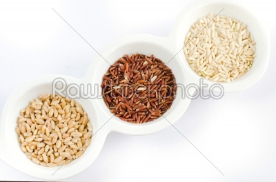 grains on white bowl