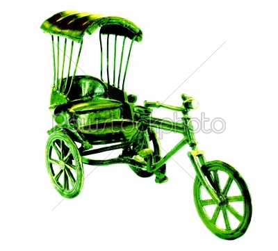 green tricycle vintage metal toy