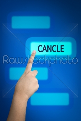 hand pressing cancle button on virtual touch screen 