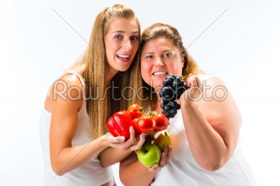 Healthy eating - women, fruits and vegetables