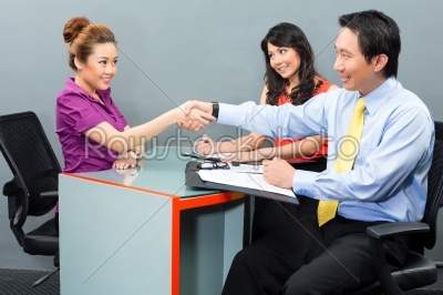 Job interview  for a new employment or hire in Asian office