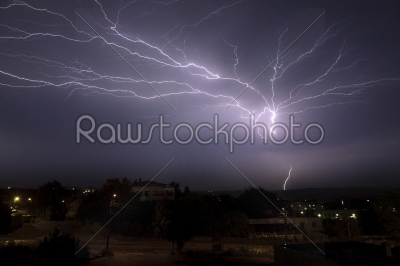 Lightning over small town  