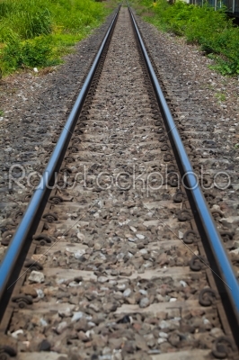 line of railway in rural of Thailand