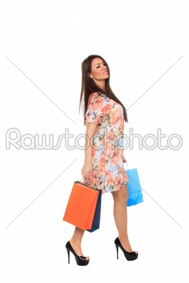 lovely woman with shopping bags
