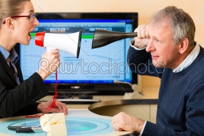 Man at hearing acoustician should take test