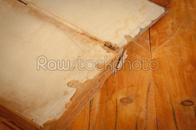 old ruin book on wood table