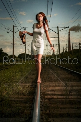 on railway tracks