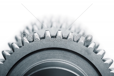 One Gear and  blured gears on white background
