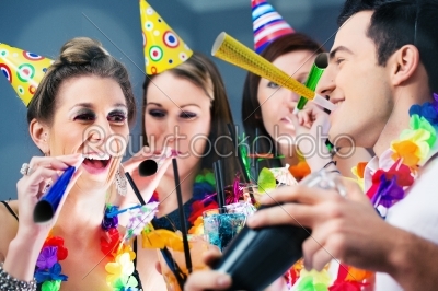 Party People in bar celebrating carnival