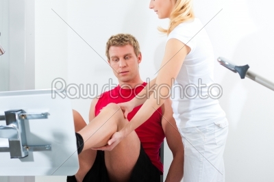 Patient at the physiotherapy doing physical therapy