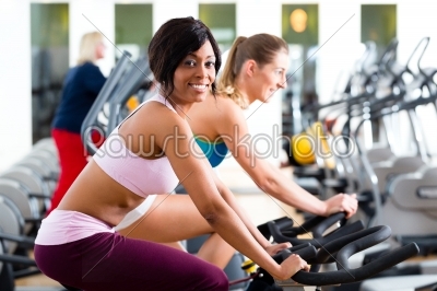 People Spinning in the gym on bicycles