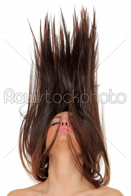 Portrait of a beautiful girl with flying hair