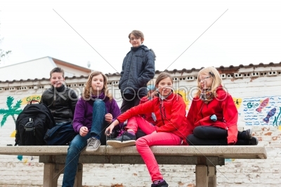 Pupils at schoolyard of their school