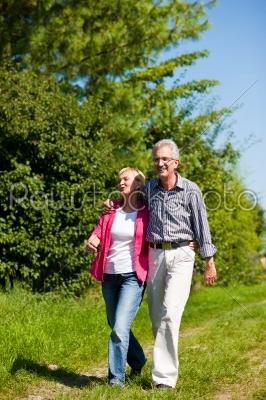 Senior couple having walk