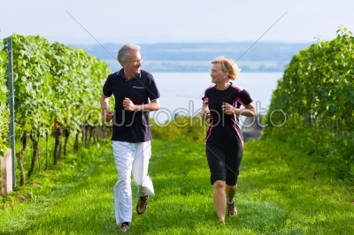 Senior couple jogging for sport