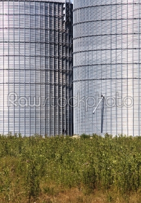 silos in green landscape