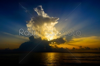 Sky and Sunrise at Southern sea Thailand.