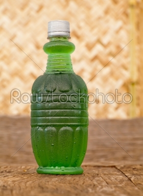 soft drink from green crush chlorophyll water in plastic bottle