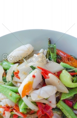 spicy dish over white background