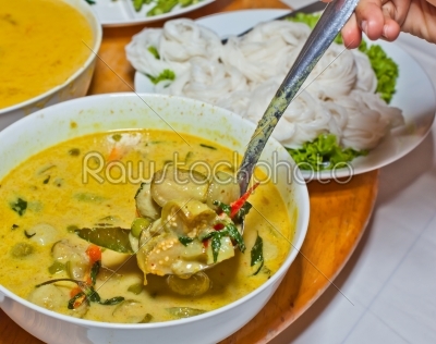 Thai cousin hot soup and noodle