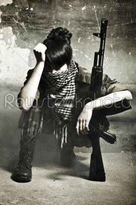 The armed Arabian woman terrorist