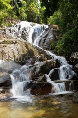 The small waterfall and rocks, Phatthalung province, Thailand.